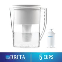 Brita® Small 5 Cup Water Filter Pitcher with 1 Standard Filter, BPA Free, Metro, White