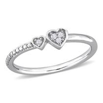 Miabella Diamond Accent Sterling Silver Double Heart Promise Ring