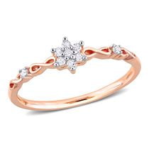 Miabella 1/10 Carat T.W. Diamond Rose Rhodium Plated Sterling Silver Flower Cluster Promise Ring