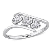 Miabella 1/10 Carat T.W. Diamond Sterling Silver Triple Heart Promise Ring