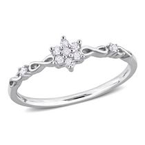 Miabella 1/10 Carat T.W. Diamond Sterling Silver Flower Cluster Promise Ring