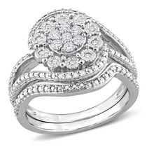 Miabella 1/4 Carat T.W. Diamond Sterling Silver Vintage Halo Bridal Set