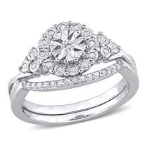 Miabella 1/5 Carat T.W. Diamond Sterling Silver Halo Bridal Set