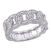 Miabella 1/10 Carat T.W. Diamond Sterling Silver Oval Link Ring