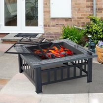 Outsunny 32Inch Outdoor Square Fire Pit