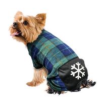 Way to Celebrate Vêtements pour chiens : Pyjama en molleton pour chiens, carreaux bleu et vert avec une sérigraphie flocon de neige, taille XS-XL