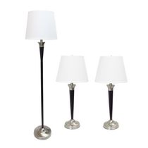 Ensemble de 3 lampes Elegant Designs Malbec noir et nickel brossé (2 lampes de table, 1 lampadaire)