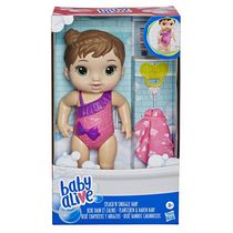 Baby Alive Bébé Bain et câlins aux cheveux marrons pour jouer dans l'eau, avec serviette et suce