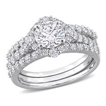 Miabella 2 Carat T.G.W. Created Moissanite Sterling Silver 3-Piece Bridal Set