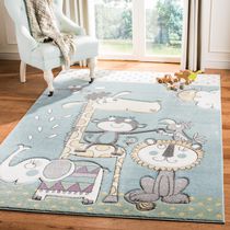 Cars and Roads Theme Blue Adorable Cute Durable Kids Area Rug Carpet MKDS1068 
