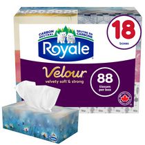 Royale 3 Ply Facial Tissues, 88 White Tissues, 18 Flat Boxes