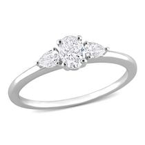 Miabella Bague de fiançailles à 3 pierres en or blanc 14K avec diamant 1/2 carat P.T.
