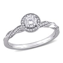 Miabella 1/2 Carat T.W. Diamond 10K White Gold Halo Twist Engagement Ring