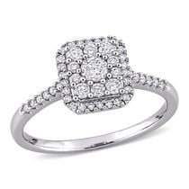 Miabella 1/2 Carat T.W. Diamond 10K White Gold Square Cluster Engagement Ring