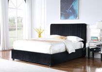 King Platform Bed with Lift Storage, Black