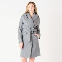 DV Manteau à capuche ceinturé longueur genoux