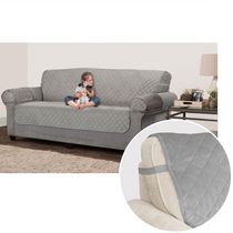 SmartFit Plush 3-Piece Sofa Furniture Cover, Grey