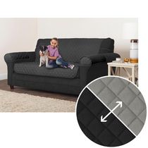 Housse de protection 3 pièces réversible pour sofa Mainstays, noir/gris