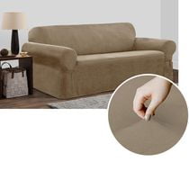 Housse de sofa 1 pièce en tissu extensible doux au toucher SmartFit, ocre