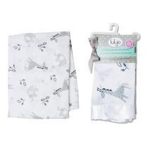 Lulujo - Couverture d'emmaillotage en mousseline de coton pour bébé + Lot de 2 couvertures de sécurité - Afrique - Coffret cadeau Baby Shower