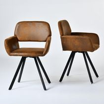 Homy Casa Set of 2 Dining Chairs with Swivel Seat for Dining Room Kitchen - Arm Chairs for Living Room with Armrest Upholstery Metal Legs