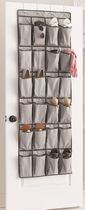 Mainstays Over the Door Shoe Organizer, Hanging Shoe Holder with 24 Extra Large Fabric Pockets for Storage Men Sneakers , Women High Heeled Shoes, and other accessories, Grey