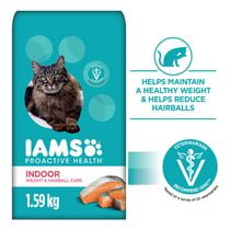 Iams Proactive Health Adult Indoor Weight & Hairball Care Dry Cat Food with Salmon, 1.59-7.26kg