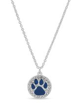 Pet Friends Jewelry Silver Tone Paw with Pave Pendant Necklace, 16" Length