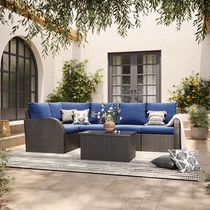 Brisbane 6-Piece  Rust-Resistant Wicker Patio Sectional Set with Coffee Table