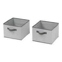 Mainstays 2PK Tiroirs pliants, Ensemble de 2 tiroirs pour étagères suspendues, poubelle en tissu polyester gris avec poignée