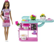 Barbie Florist Playset with Brunette Doll, Flower-making Station, 3 Doughs, Mold, 2 Vases & Teddy Bear,