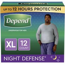 Sous-vêtements d’incontinence Depend Night Defense pour hommes, nuit, taille TG