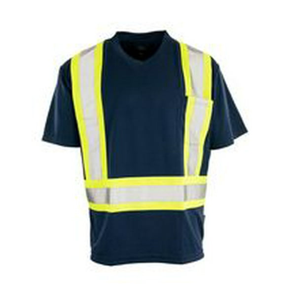 Forcefield Hi Vis V-Neck Short Sleeve Safety Tee Shirt, Size: M - 2XL