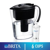 Brita Small 6 Cup Water Filter Pitcher with 1 Standard Filter, BPA Free – Space Saver, Black