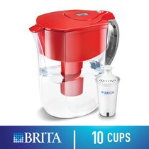 Brita® Large 10 Cup Water Filter Pitcher with 1 Standard Filter, BPA Free, Grand, Red