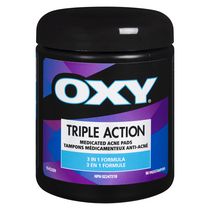 Tampons nettoyants contre l'acné OXY à triple action avec acide salicylique, pour peaux mixtes, acné légère, éruptions récurrentes fréquentes