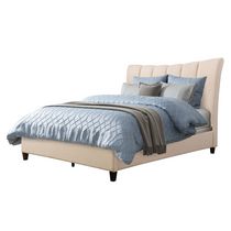 CorLiving Rosewell Vertical Channel-Tufted Fabric Double Bed Frame