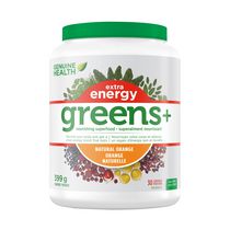Genuine Health Greens+ Extra Energy, Green Superfood Powder, Non GMO, Natural Orange, 399g, 30 Servings
