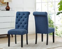 Brassex Inc Soho Tufted Dining Chair, Set of 2, Blue