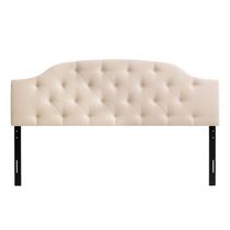 CorLiving Calera Diamond Button Tufted Upholstered Arched Panel King Headboard