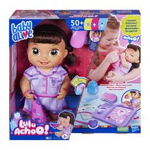 Baby Alive poupée Lulu Achoo, poupée interactive de 30 cm, sons, lumières, mouvements et accessoires, cheveux châtains, enfants, dès 3 ans