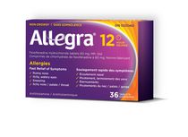 Allegra 12 heures médicaments pour allergies 12 heures, 36 pièces comprimés, sans somnolence -  Soulagement rapide et efficace des allergies saisonnières et tout au long de l'année