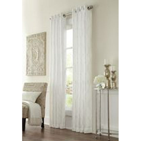 Loft Living Ibiza, panneau de rideau doublé jacquard texturé à oeillets 52" x 95", blanc