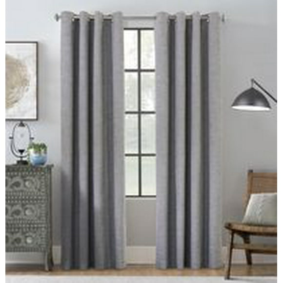 Loft Living Malcolm, panneau de rideau à oeillets texturé, 100% occultant 52" x 84", gris