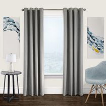 Loft Living Noel, panneau de rideau à œillets en faux lin texturé, 100% occultant 52" x 84", greige