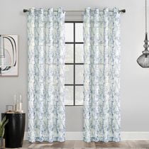 Loft Living Jennifer, panneau de rideau à oeillets diaphane avec imprimé botanique 52" x 95", gris
