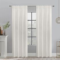Loft Living Mitchel, filtrant la lumière panneau de rideau à double entête, en fausse soie brute 54" x 84", blanc