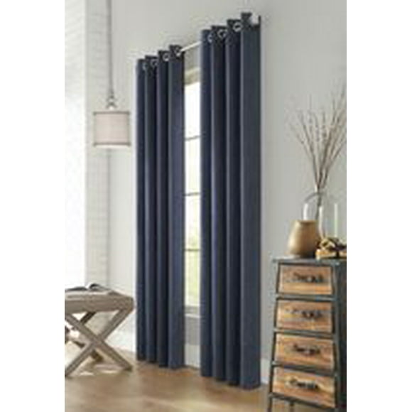 Loft Living Mervyn, assombrissant panneau de rideau à œillets en faux lin texturé 52" x 95", denim