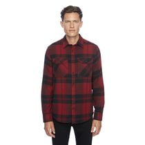 Chemise tissée à manches longues en flanelle pour hommes noir foncé