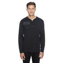 Dark Black Henley à manches longues pour hommes